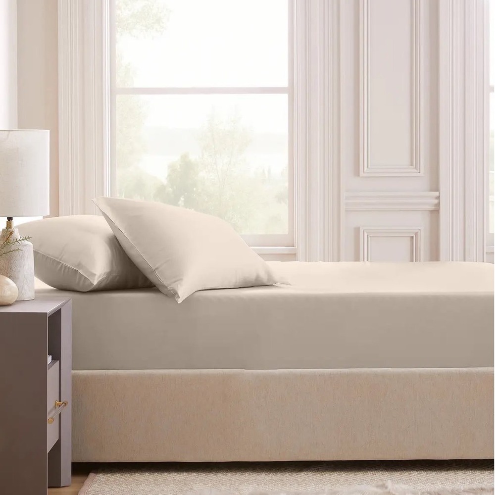 Quince Organic Bamboo King Fitted Sheet Sand Minimalist Cooling Luxury NWOT